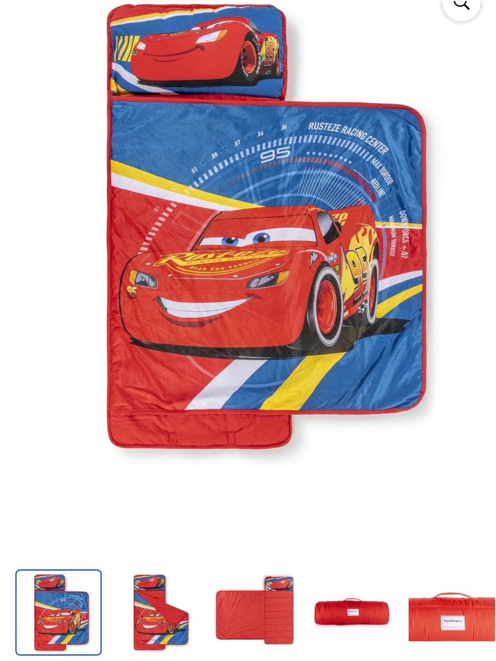 Disney Pixar Cars Lightning McQueen Kids Nap Mat Removable Pillow NWT